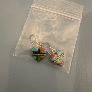 NEW Colorful Sterling Silver Heart Earrings